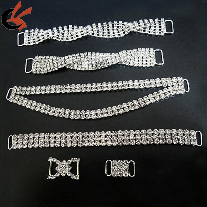 hot sale stunning diamante silver crystal rhinestone bikini bra connector