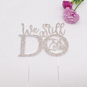 wedding souvenir design clear rhinestone 20th wedding anniversary cake topper