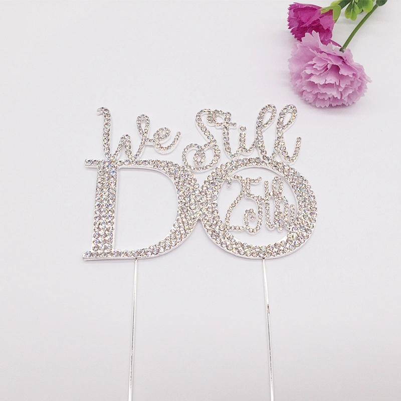 wedding souvenir design clear rhinestone 20th wedding anniversary cake topper