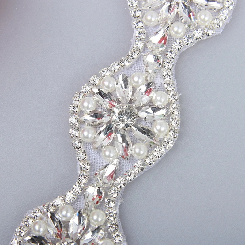 custom women hair decoration crystal lace fabric applique baby hairband