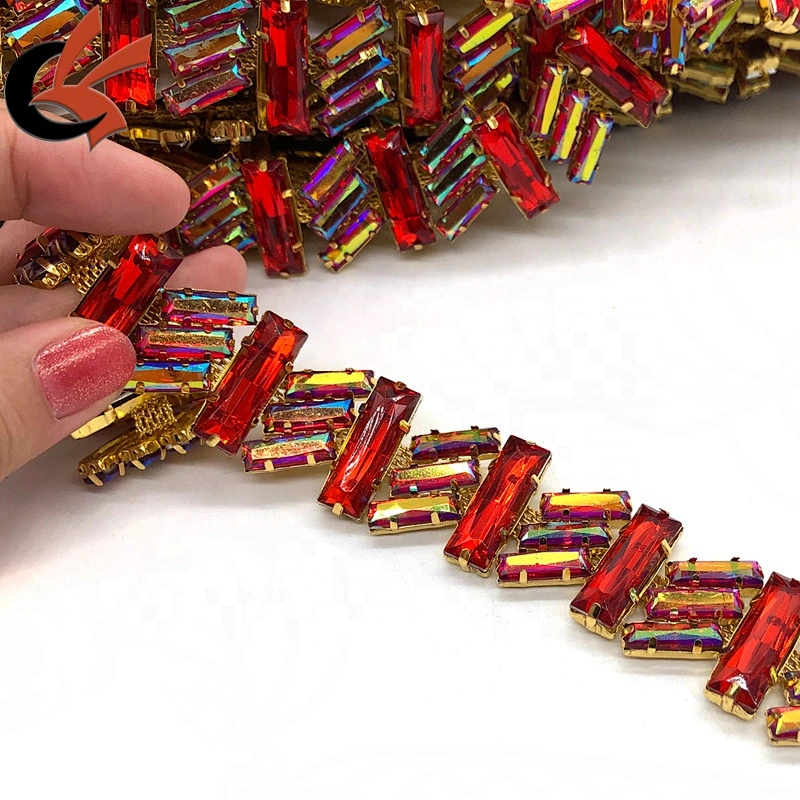 New style custom carnival decoration Red AB crystal rhinestone chain trimming