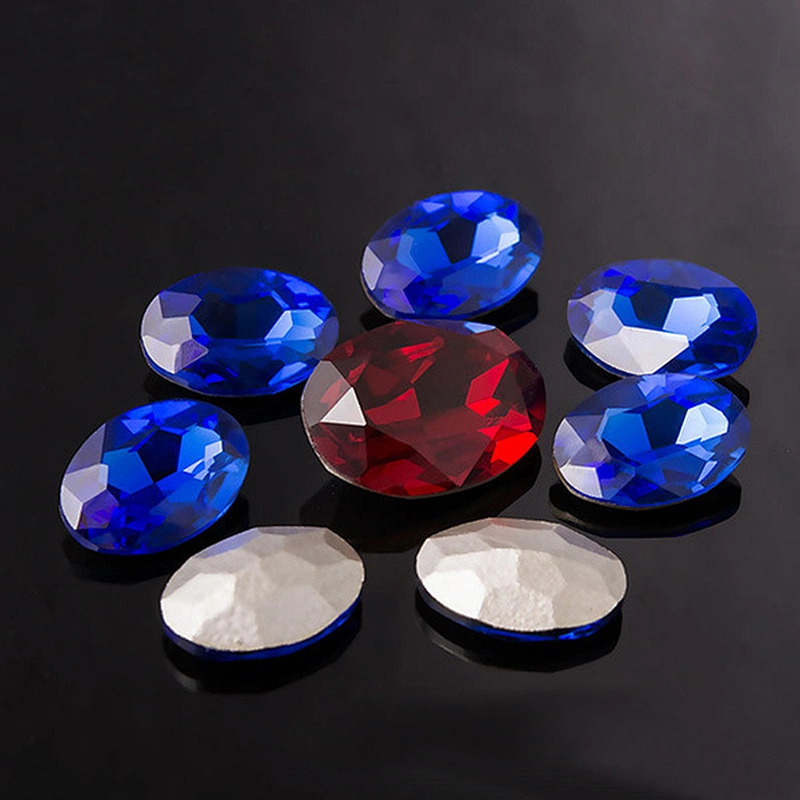 Fancy Jewelry Oval Facetted Cut Pointed Back Glass Stone Loose Drop Crystal
