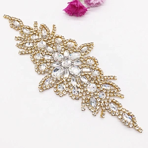 wholesale wedding clothing fabric handmade embroidery designs crystal rhinestone applique