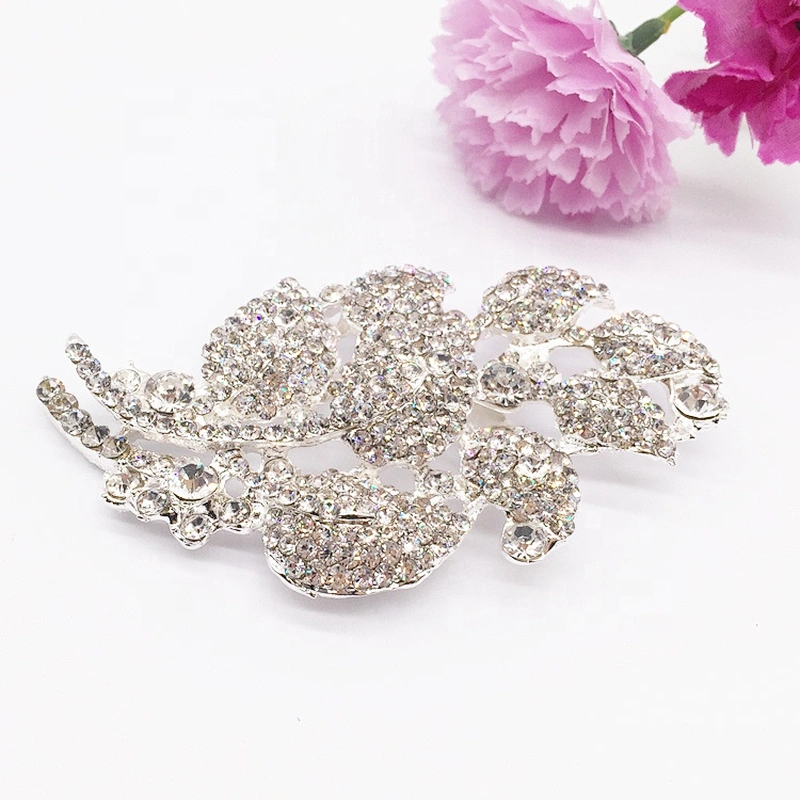 Charm vintage hollow leaf diamond rhinestone crystal brooch pin corsage brooches