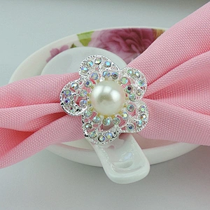 Bluk cheap floral rhinestone napkin ring for hotel and restaurant decoration