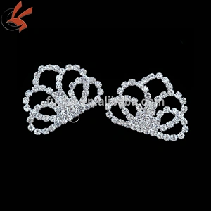 rhinestone flower pair buckles for wedding invitation silk box