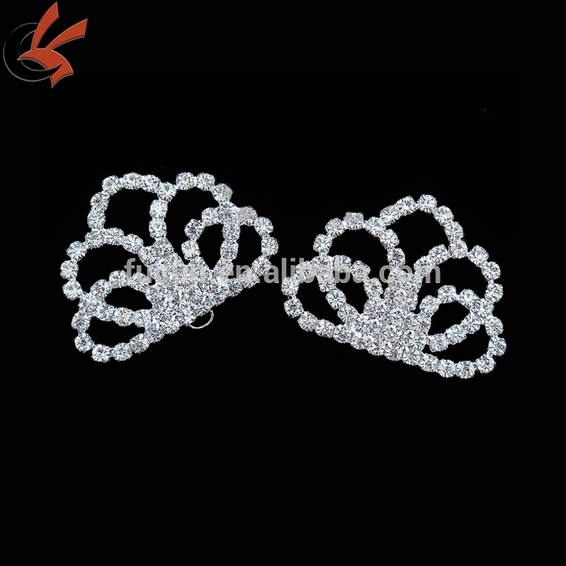 rhinestone flower pair buckles for wedding invitation silk box