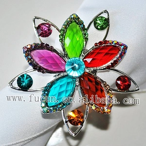 Customs Men Made Colorful Acrylic Flower Design Colors Napkin Ring for sale