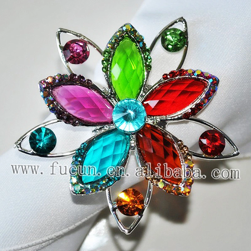 Customs Men Made Colorful Acrylic Flower Design Colors Napkin Ring for sale