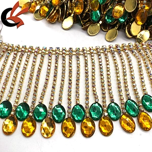 Carnival Rhinestone Fringe Chain Rhinestone Tassels Trim Cup Trim