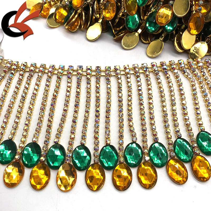 Carnival Rhinestone Fringe Chain Rhinestone Tassels Trim Cup Trim