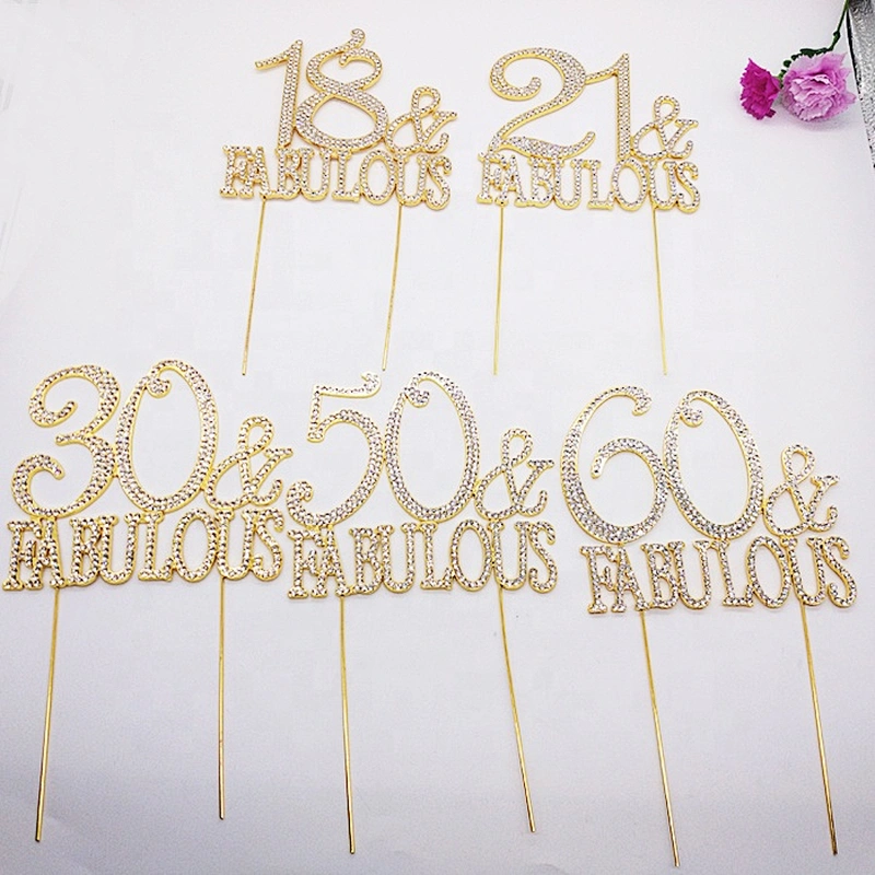 crystal rhinestone 50 & Fabulous Cake Topper for 50th Birthday