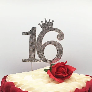 Factory Price Bling Cake Decoration  16 crown Crystal Rhinestone Cake Topper