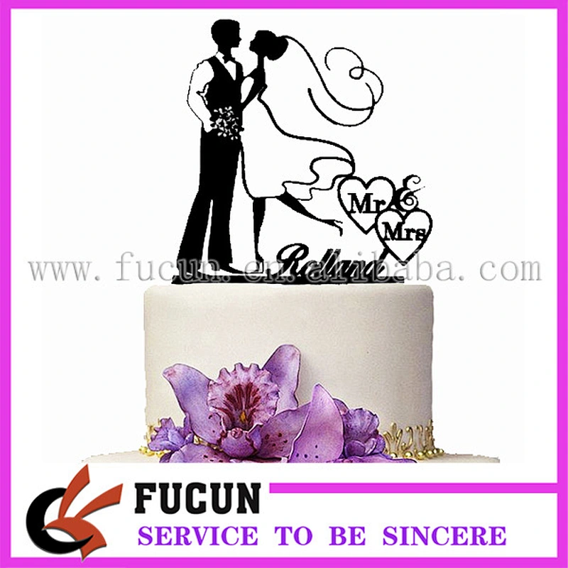 wholesale wedding decorative Bride and groom Mr and Mrs acrylic cake stand topper