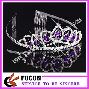 Fashion tall pageant crown tiara large bridal colored rhinestone crown diamante jewelry Miss World tiara