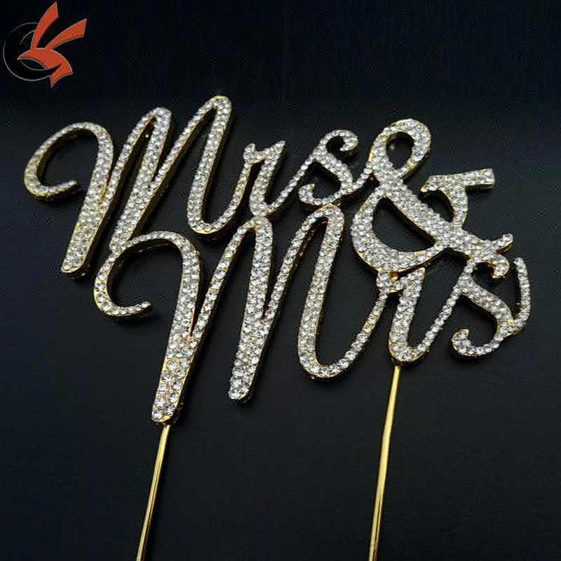 sparkling rhinestone silver Mr & Mrs Bride and Groom Wedding Cake Topper