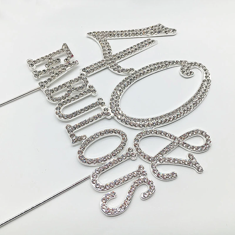 Customized Zinc alloyed silver plating 40 and fabulous cake topper birthday