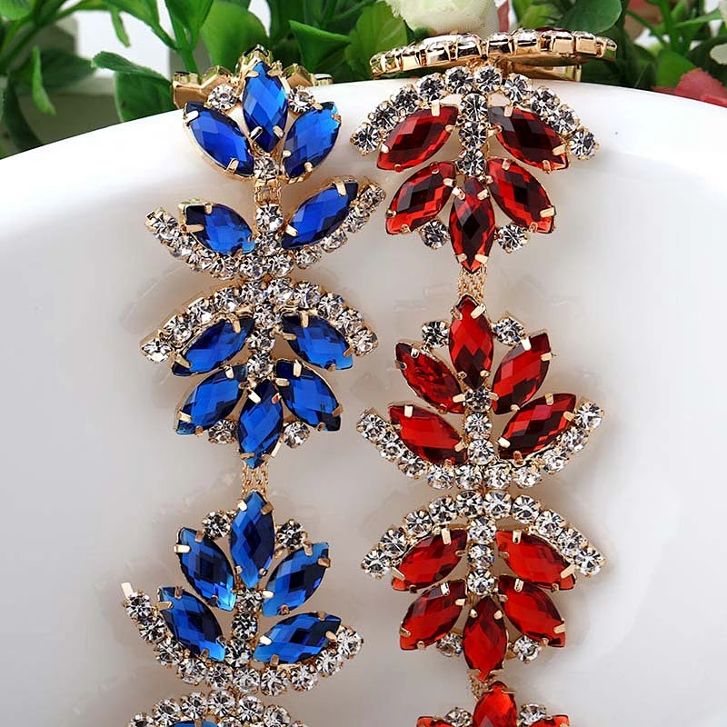 cheap decorative rhinestone fabric beaded chain trim with acrylic for dress