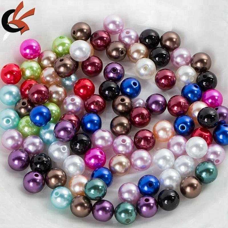 wholesale ivory faux pearl plastic pearl beads with hole or without hole