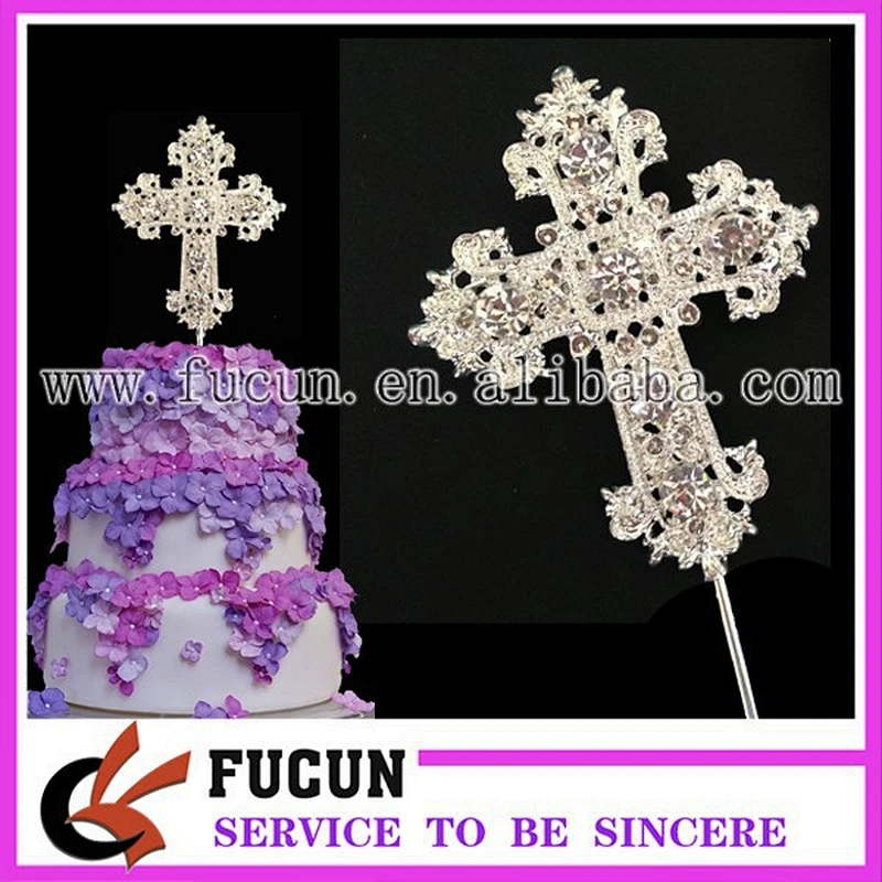 Crystal Cross Cake Topper Rhinestone Cross Cake Topper for Communions or Weddings Tall Cross Cake Topper