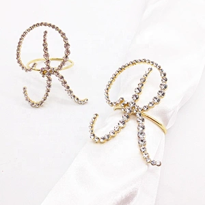 Rhinestone Table Decor Bling Supplies Wholesale Gold Letter R Napkin Ring