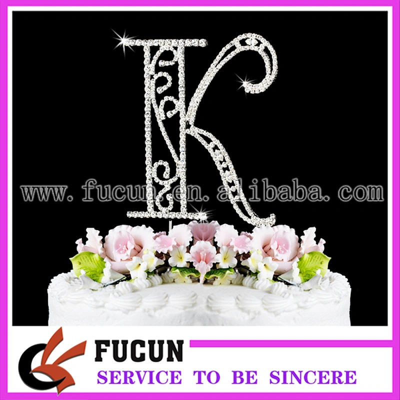 luxurious rhinestone letter J cake topper for wedding