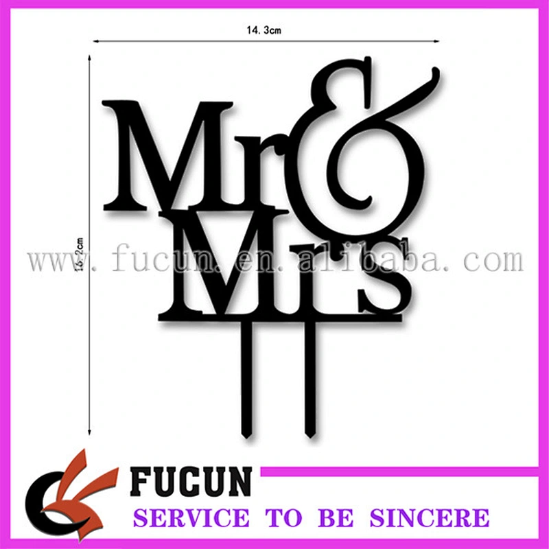 wholesale wedding decorative Bride and groom Mr and Mrs acrylic cake stand topper