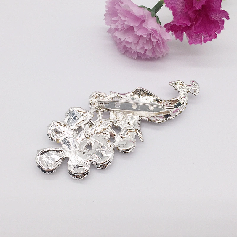 wholesale fashion wedding peacock crystal brooch for phone decor