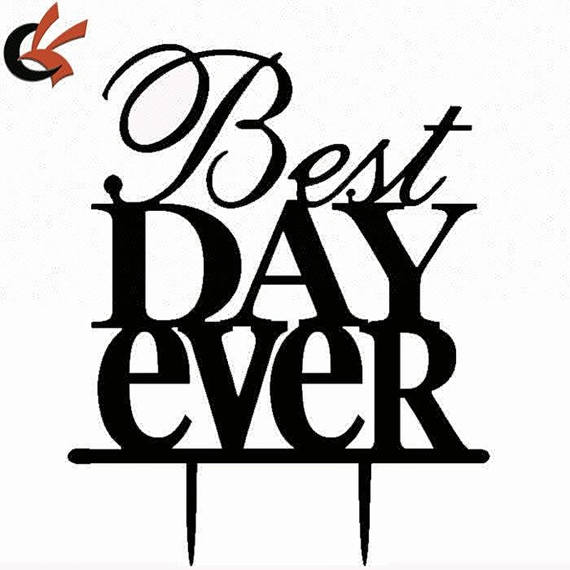 wholesale Removable Best Day Ever Wedding Acrylic Cake Stand topper