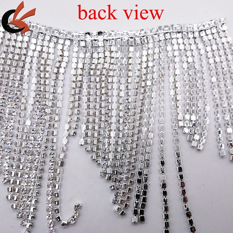 Wholesale sewing 11cm tassel length crystal rhinestones appliques fringe trimmings