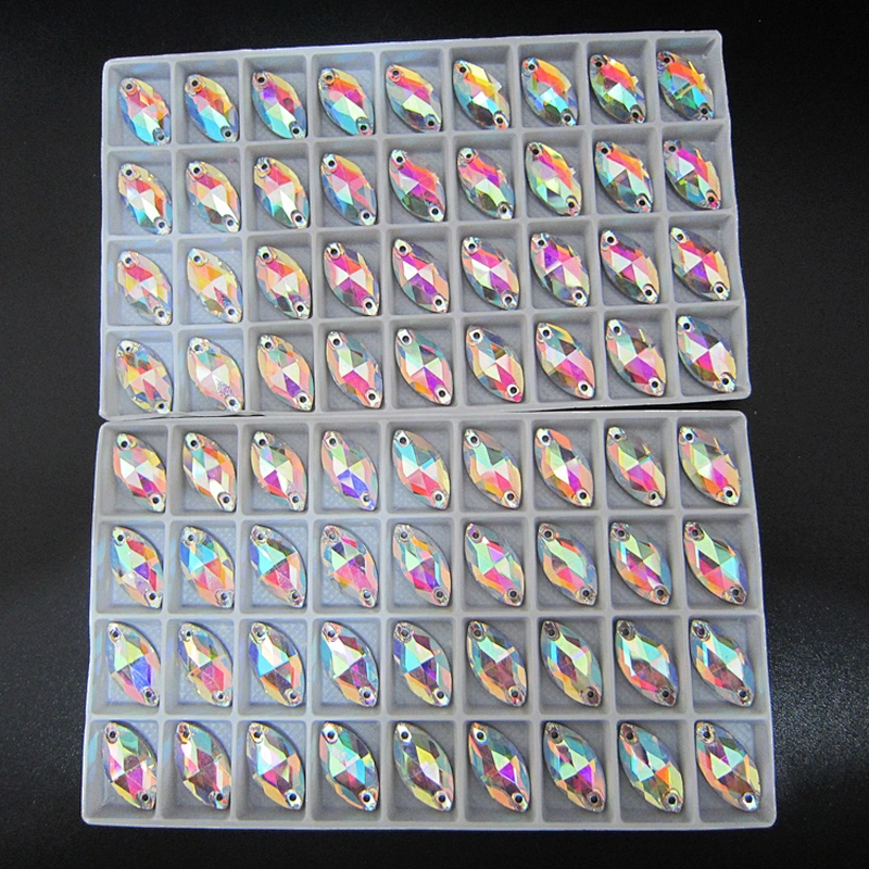 Luminous blingbling horse eye shape glass beads reflection crystal strass sewing on clothes