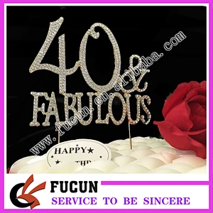 Wedding Occasion Decoration Item silver plating 40 fabulous rhinestone  cake topper