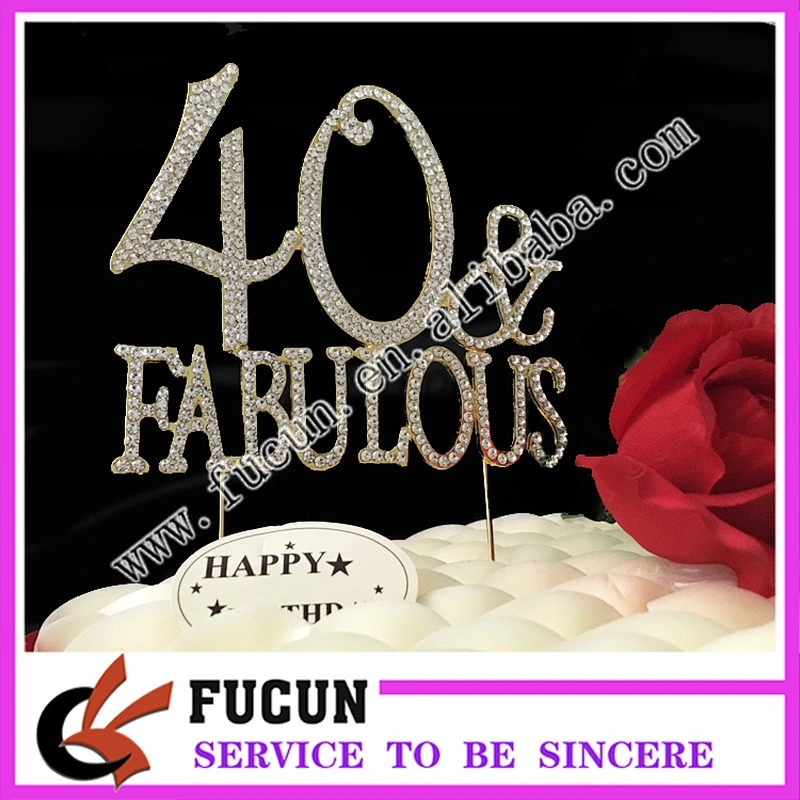 Wedding Occasion Decoration Item silver plating 40 fabulous rhinestone  cake topper