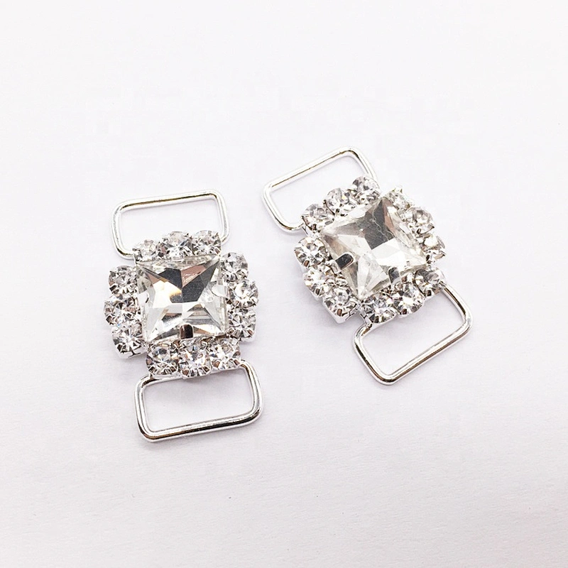 Wholesales Cheap Silver Plated Alloy Crystal Rhinestone Button Bikini Connector