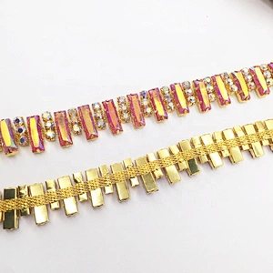 Hot selling carnival costume decoration new color tone crystal glitter AB rhinestone chain trims