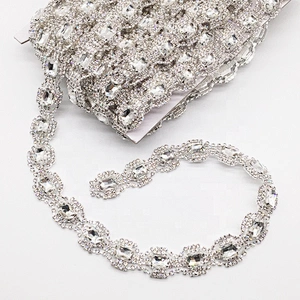 Garment Decorative Rhinestone Crystal Applique Trim for fashion evening dresses