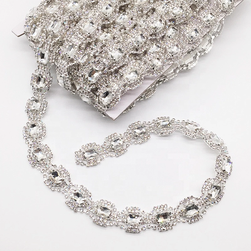 Garment Decorative Rhinestone Crystal Applique Trim for fashion evening dresses