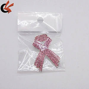 PINK rhinestone breast cancer ribbon brooch for decoration