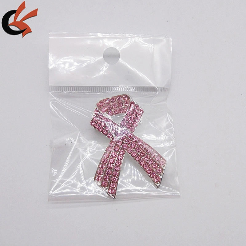 PINK rhinestone breast cancer ribbon brooch for decoration