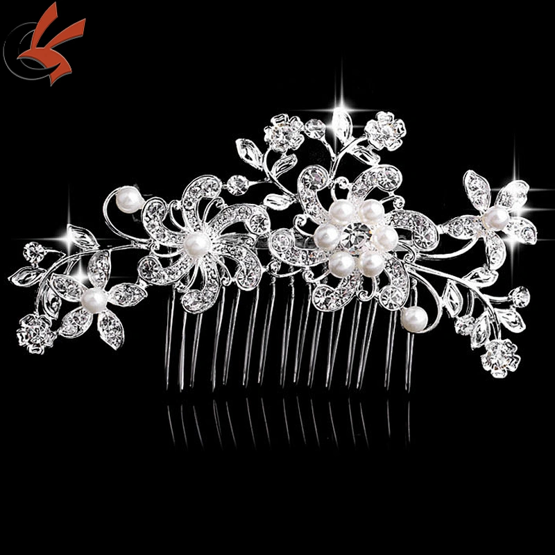 Bridal Wedding Crystal Rhinestones Diamante Vintage Pearl Hair Comb Clip