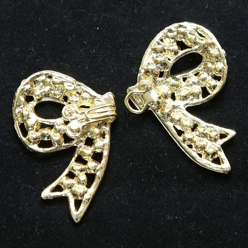 Costom Gold Butterfly Rhinestone Crystal Bowknot Closure Buckle for Wedding Dress Decoration
