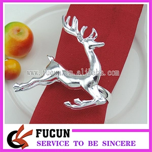 2018 New Customized Christmas Decors Gold Elk Shaped Animal Metal Napkin Ring