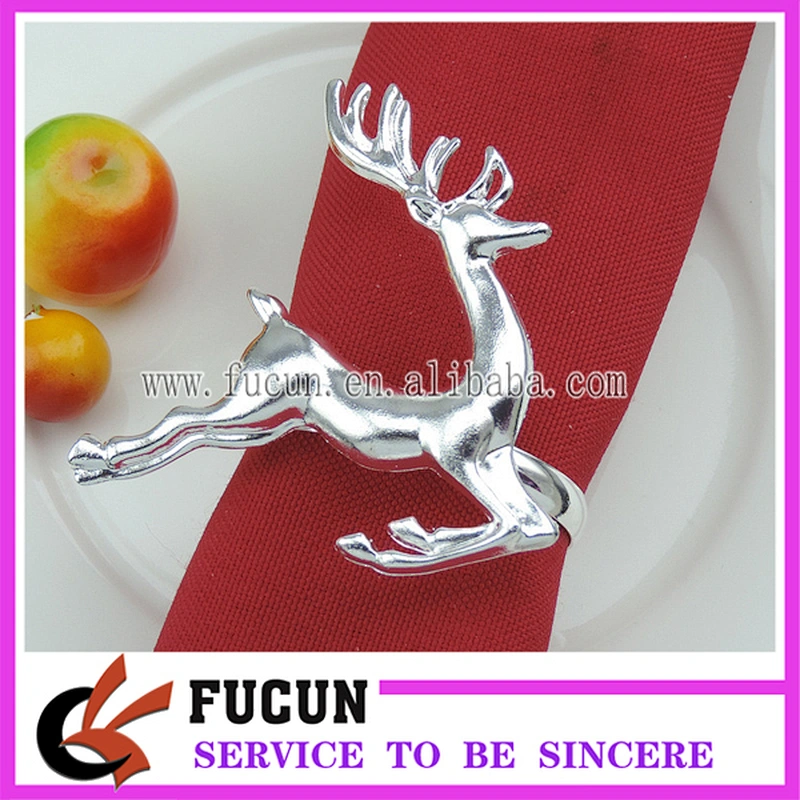2018 New Customized Christmas Decors Gold Elk Shaped Animal Metal Napkin Ring