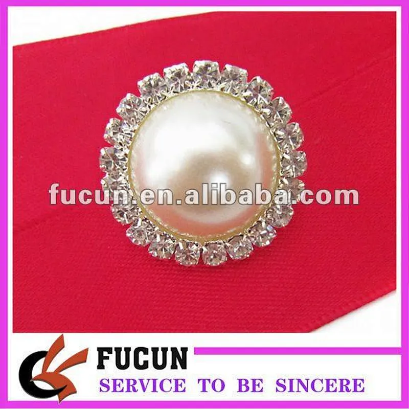 Small round shape pearl rhinestone brooches for wedding invitation