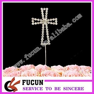 rhinestone Cross Baptism Communion Christening Easter Party cake topper for decoration