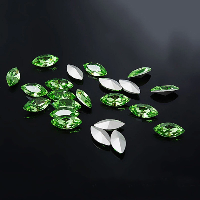 wholesale eye shaped colored loose crystal silver foil point back glass jewelry gemstone