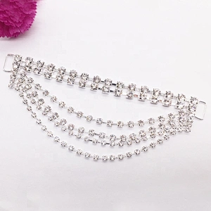 Crystal Six Rows Bikini Connector For Swimming Wear Rhinestone Connector Headband Connector