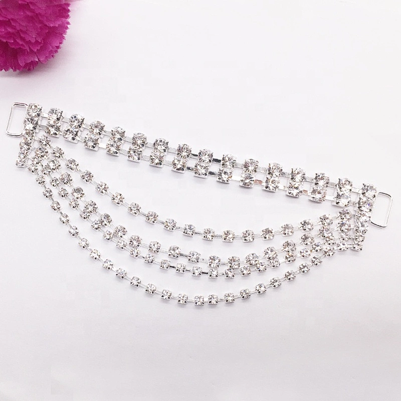 Crystal Six Rows Bikini Connector For Swimming Wear Rhinestone Connector Headband Connector
