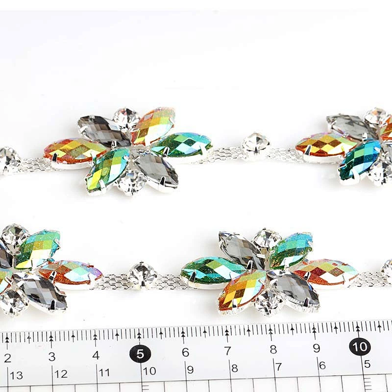 shining eye shape resin trimming cup chain for wedding dress decoration in bulk