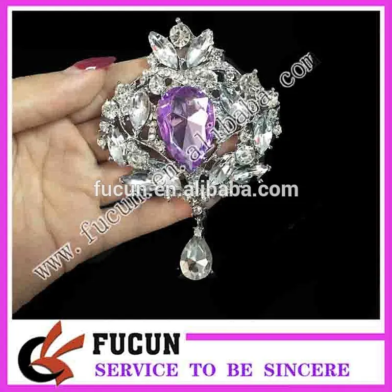 Wholesale fashion White nickel plated rhinestone brooch for wedding
